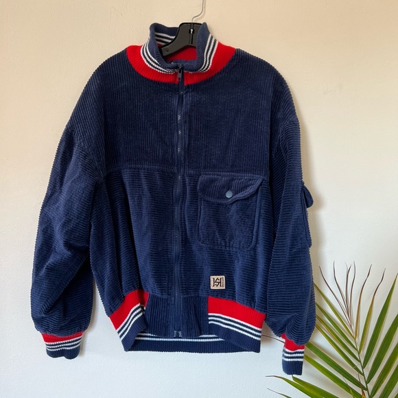 Navy blue vintage corduroy jacket - Picture 1 of 5
